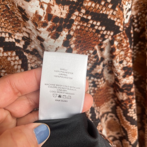 Express Brown and Black Snake Print Long Sleeve Dress - Picture 6 of 11